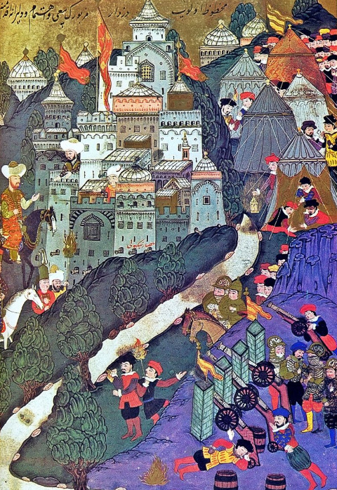 The Battle of Nicopolis, as depicted by Turkish miniaturist Nakkaş Osman in the Hünername, 1584–88 | Battle of Nicopolis (1396) | Stories Preschool