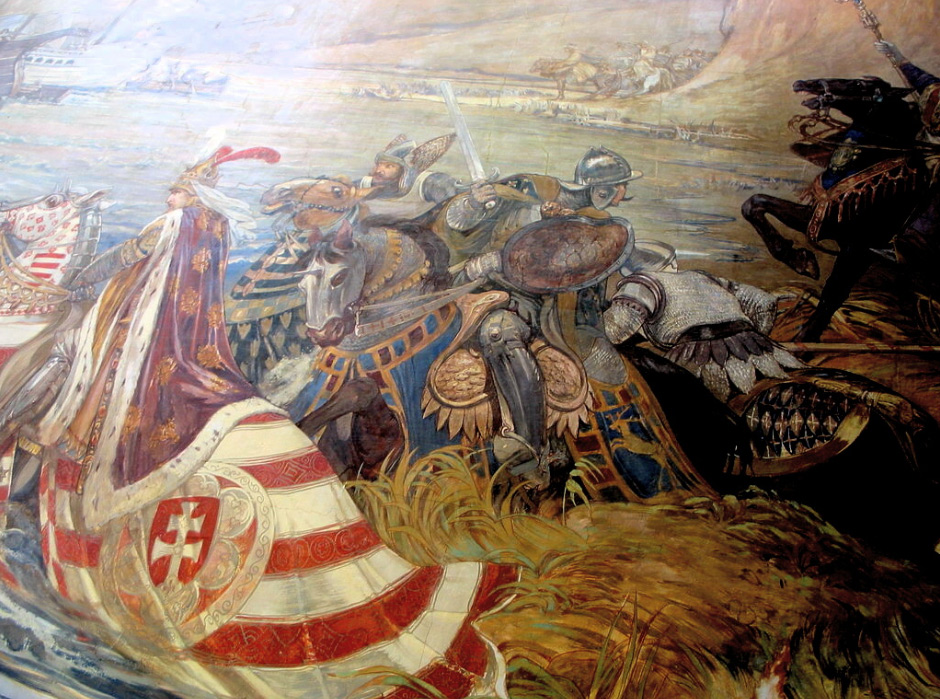 Titus Fay saves King Sigismund of Hungary in the Battle of Nicopolis. Painting in the Castle of Vaja, creation of Ferenc Lohr, 1896. | Battle of Nicopolis (1396) | Stories Preschool