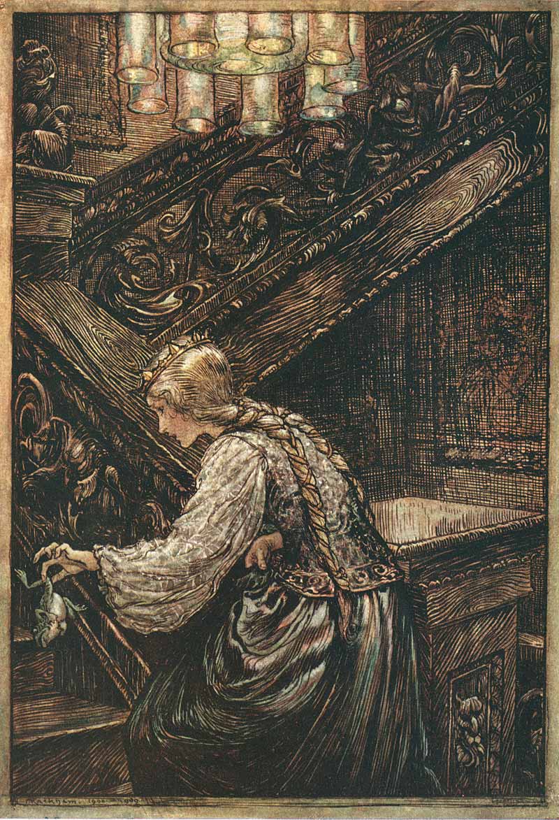Arthur Rackham's illustration to the fairy tale of the Brothers Grimm The Frog Prince