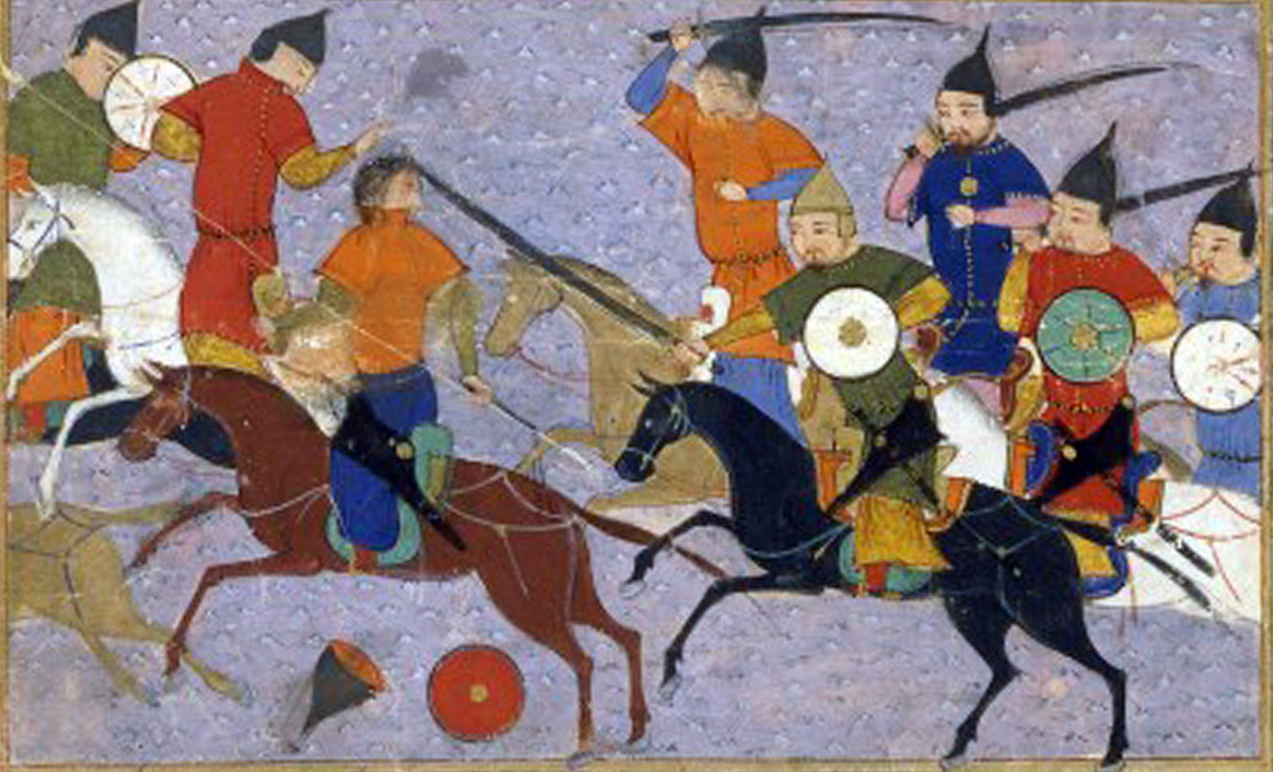 Battle between Mongol warriors and the Chinese