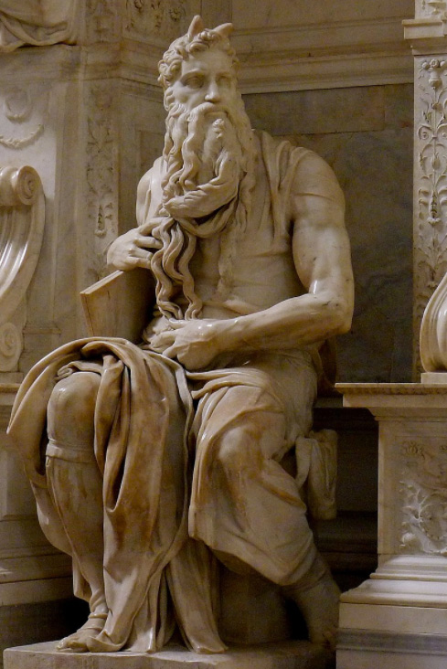 Moses by Michelangelo Buonarroti, Tomb (1505-1545) for Julius II, San Pietro in Vincoli (Rome)