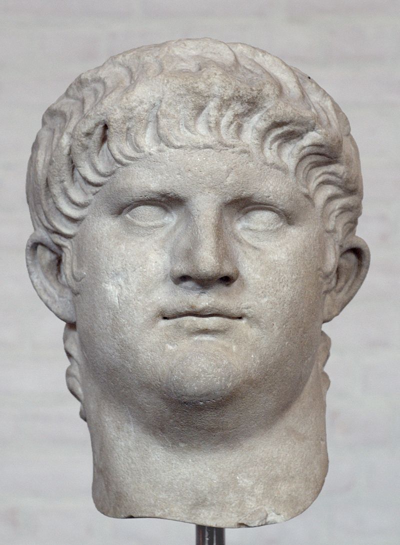 Head of Nero (reign 54–68 CE), from an oversized statue, about 2.40 m height. After 64 BC.