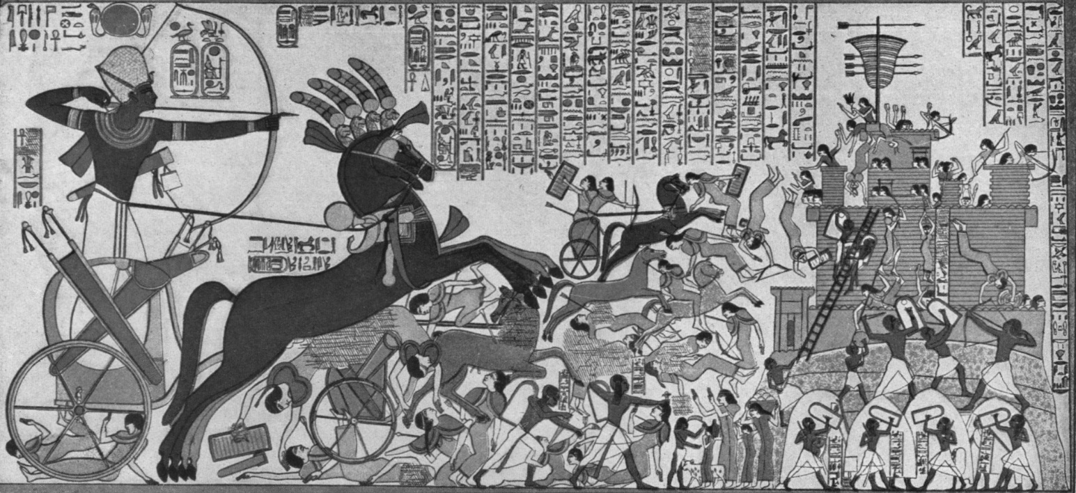 The siege of Dapur on a mural in Ramesses II's temple in Thebes