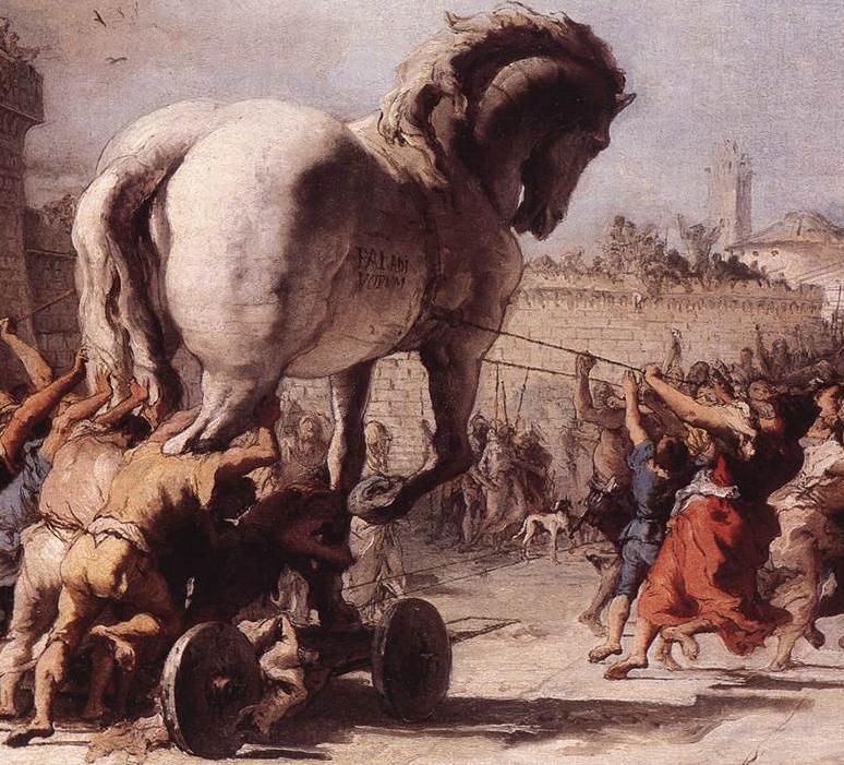 Detail from The Procession of the Trojan Horse in Troy by Domenico Tiepolo (1773), inspired by Virgil's Aeneid