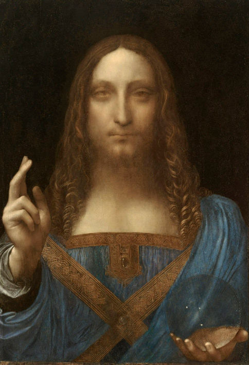 Leonardo da Vinci, c.1500, Salvator Mundi, oil on walnut, 45.4 cm × 65.6 cm