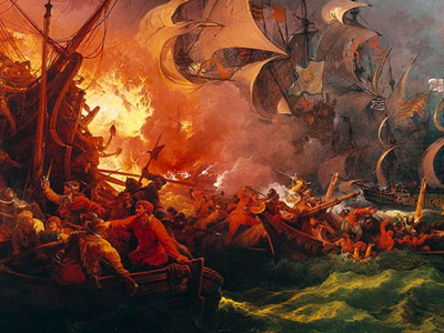 britain became a naval power when it defeated the: royal navy silver fleet spanish armada